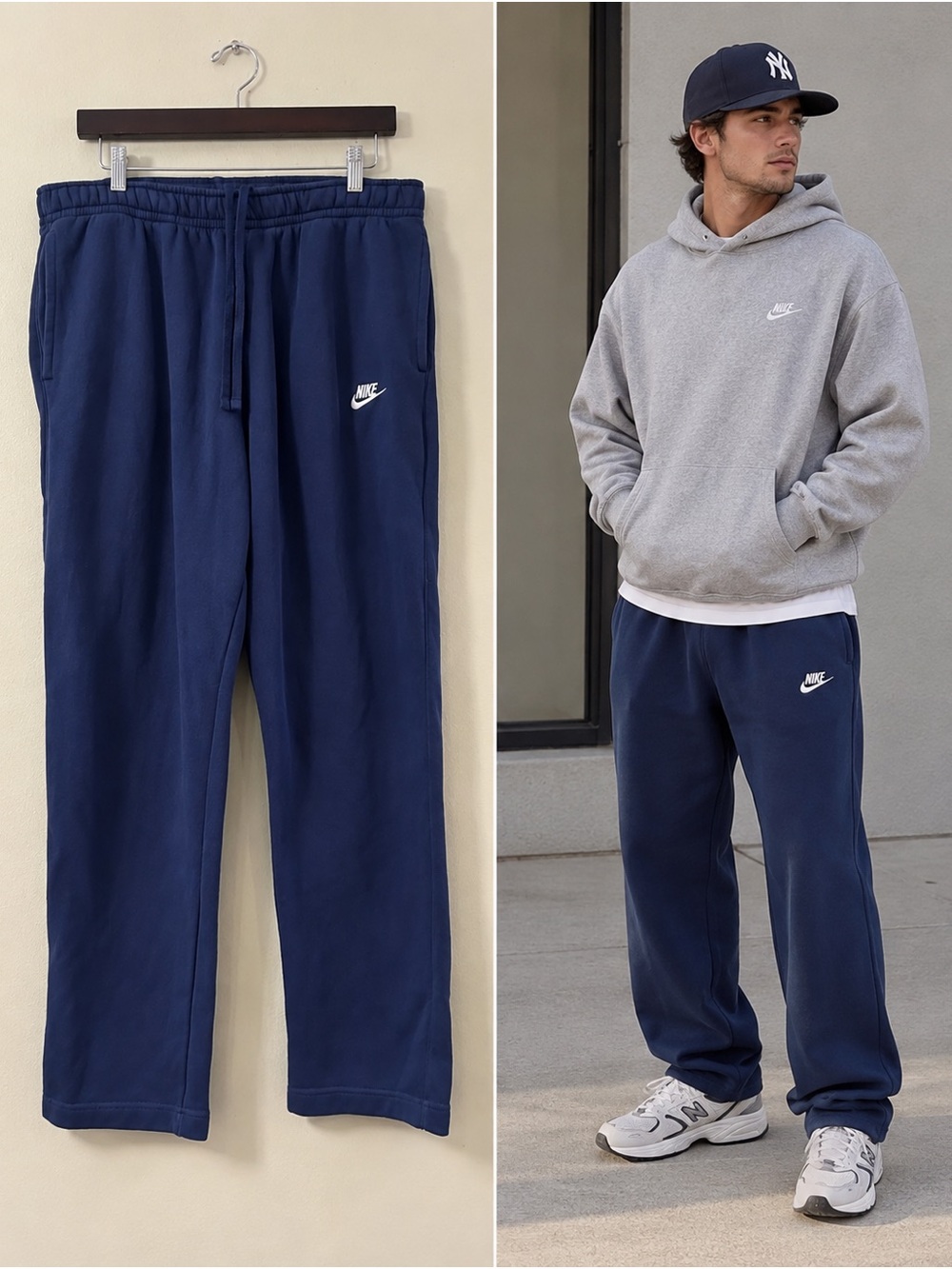 Nike Pants Mens XL Blue Navy Straight Leg Club Fleece Athletic Sweatpants Pocket